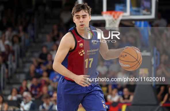 Juan Nunez plays during the match between FC Barcelona and Coviran Granada, corresponding to week 1 of the Liga Endesa, at the Palau Blaugra...