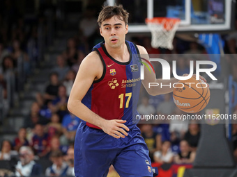 Juan Nunez plays during the match between FC Barcelona and Coviran Granada, corresponding to week 1 of the Liga Endesa, at the Palau Blaugra...