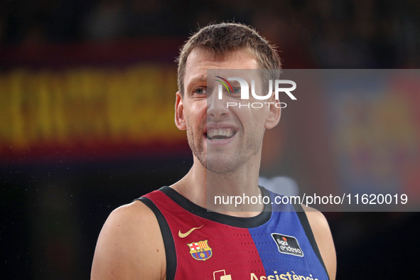 Jan Vesely plays during the match between FC Barcelona and Coviran Granada, corresponding to week 1 of the Liga Endesa, at the Palau Blaugra...