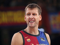 Jan Vesely plays during the match between FC Barcelona and Coviran Granada, corresponding to week 1 of the Liga Endesa, at the Palau Blaugra...