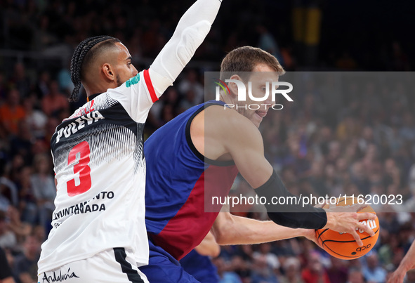 Jan Vesely and Gian Clavell play during the match between FC Barcelona and Coviran Granada, corresponding to week 1 of the Liga Endesa, at t...