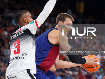 Jan Vesely and Gian Clavell play during the match between FC Barcelona and Coviran Granada, corresponding to week 1 of the Liga Endesa, at t...