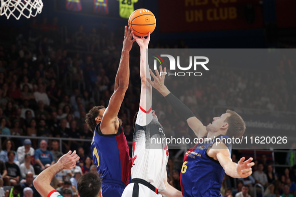 Jan Vesely and Jabari Parker play during the match between FC Barcelona and Coviran Granada, corresponding to week 1 of the Liga Endesa, at...