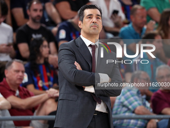 Pablo Pin coaches during the match between FC Barcelona and Coviran Granada, corresponding to week 1 of the Liga Endesa, at the Palau Blaugr...