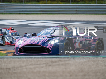 Martin Berry (SGP), Lorcan Hanafin (GBR), and Jonathan Adam (GBR) of the team Grid Motorsport by TF drive an Aston Martin Vantage AMR LMGT3...