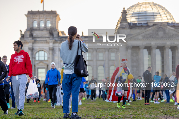 Runners arrive for the 50th Berlin Marathon in Berlin, Germany, on September 29, 2024. The 50th Berlin Marathon brings together over 58,000...