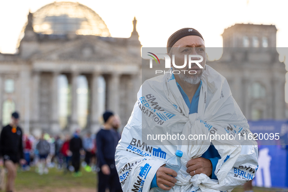 Runners arrive for the 50th Berlin Marathon in Berlin, Germany, on September 29, 2024. The 50th Berlin Marathon brings together over 58,000...