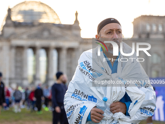 Runners arrive for the 50th Berlin Marathon in Berlin, Germany, on September 29, 2024. The 50th Berlin Marathon brings together over 58,000...