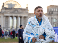 Runners arrive for the 50th Berlin Marathon in Berlin, Germany, on September 29, 2024. The 50th Berlin Marathon brings together over 58,000...