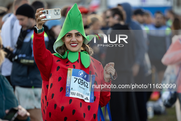 Runners arrive for the 50th Berlin Marathon in Berlin, Germany, on September 29, 2024. The 50th Berlin Marathon brings together over 58,000...