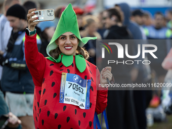 Runners arrive for the 50th Berlin Marathon in Berlin, Germany, on September 29, 2024. The 50th Berlin Marathon brings together over 58,000...