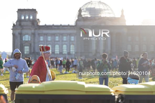 Runners arrive for the 50th Berlin Marathon in Berlin, Germany, on September 29, 2024. The 50th Berlin Marathon brings together over 58,000...