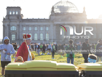 Runners arrive for the 50th Berlin Marathon in Berlin, Germany, on September 29, 2024. The 50th Berlin Marathon brings together over 58,000...