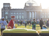 Runners arrive for the 50th Berlin Marathon in Berlin, Germany, on September 29, 2024. The 50th Berlin Marathon brings together over 58,000...