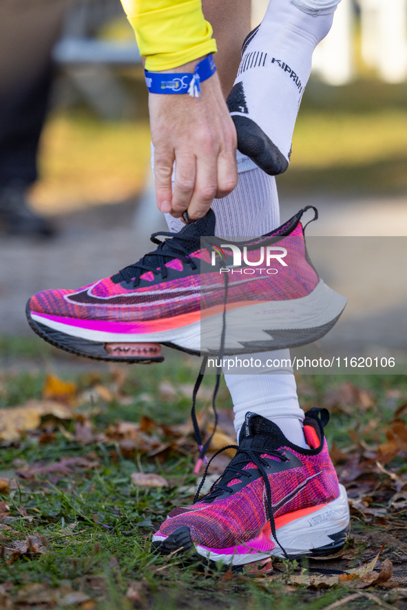 Runners arrive for the 50th Berlin Marathon in Berlin, Germany, on September 29, 2024. The 50th Berlin Marathon brings together over 58,000...