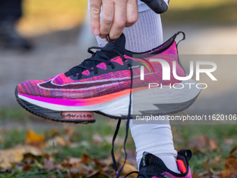 Runners arrive for the 50th Berlin Marathon in Berlin, Germany, on September 29, 2024. The 50th Berlin Marathon brings together over 58,000...