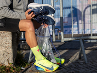 Runners arrive for the 50th Berlin Marathon in Berlin, Germany, on September 29, 2024. The 50th Berlin Marathon brings together over 58,000...