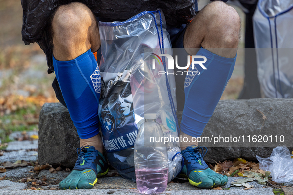 Runners arrive for the 50th Berlin Marathon in Berlin, Germany, on September 29, 2024. The 50th Berlin Marathon brings together over 58,000...