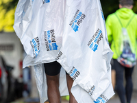 Runners arrive for the 50th Berlin Marathon in Berlin, Germany, on September 29, 2024. The 50th Berlin Marathon brings together over 58,000...