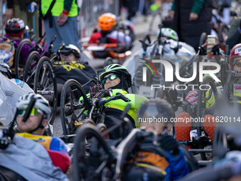 Participants of the Handbike category during the Berlin Marathon in Berlin, Germany, on September 29, 2024. The 50th Berlin Marathon brings...