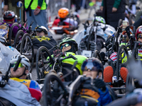 Participants of the Handbike category during the Berlin Marathon in Berlin, Germany, on September 29, 2024. The 50th Berlin Marathon brings...