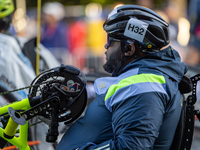 Participants of the Handbike category during the Berlin Marathon in Berlin, Germany, on September 29, 2024. The 50th Berlin Marathon brings...