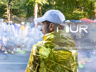 Participants of the Handbike category during the Berlin Marathon in Berlin, Germany, on September 29, 2024. The 50th Berlin Marathon brings...