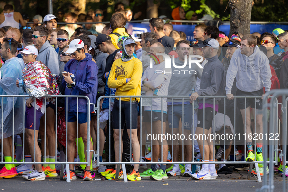 Participants of the Handbike category during the Berlin Marathon in Berlin, Germany, on September 29, 2024. The 50th Berlin Marathon brings...