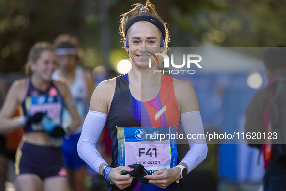 Rachel Hodgkinson (Great Britain) participates in the Berlin Marathon in Berlin, Germany, on September 29, 2024. The 50th Berlin Marathon br...