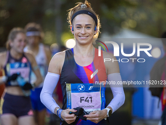 Rachel Hodgkinson (Great Britain) participates in the Berlin Marathon in Berlin, Germany, on September 29, 2024. The 50th Berlin Marathon br...