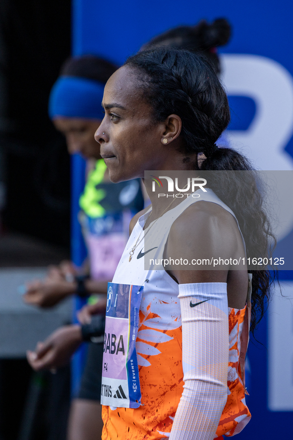 Genzebe Dibaba (Ethiopia) participates in the Berlin Marathon in Berlin, Germany, on September 29, 2024. The 50th Berlin Marathon brings tog...