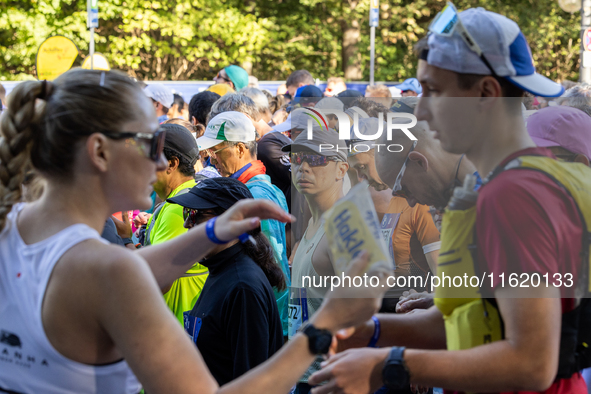 Participants of the Handbike category during the Berlin Marathon in Berlin, Germany, on September 29, 2024. The 50th Berlin Marathon brings...