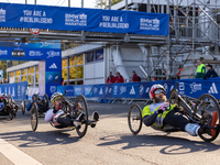 Participants of the Handbike category during the Berlin Marathon in Berlin, Germany, on September 29, 2024. The 50th Berlin Marathon brings...