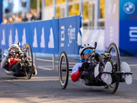 Participants of the Handbike category during the Berlin Marathon in Berlin, Germany, on September 29, 2024. The 50th Berlin Marathon brings...