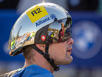 In Berlin, Germany, on September 29, 2024, Marcel Hug from Switzerland wins the marathon in the Wheelchair category. The 50th Berlin Maratho...