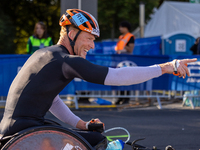 Participants of the Wheelchair category during the Berlin Marathon in Berlin, Germany, on September 29, 2024. The 50th Berlin Marathon bring...