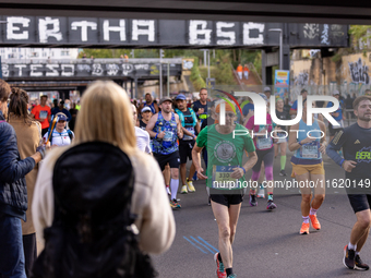 Participants of the Handbike category during the Berlin Marathon in Berlin, Germany, on September 29, 2024. The 50th Berlin Marathon brings...