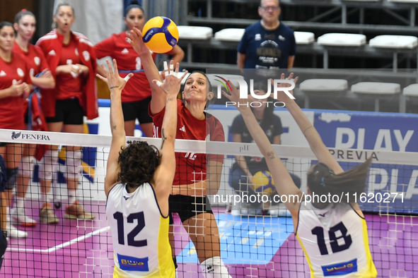 Milica Kubura of Olympiacos Athens is in action during the International Trophy ''Una squadra per un sorriso,'' Final 3rd-4th place match be...