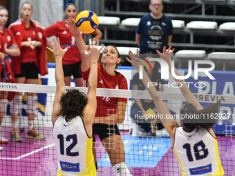 Milica Kubura of Olympiacos Athens is in action during the International Trophy ''Una squadra per un sorriso,'' Final 3rd-4th place match be...