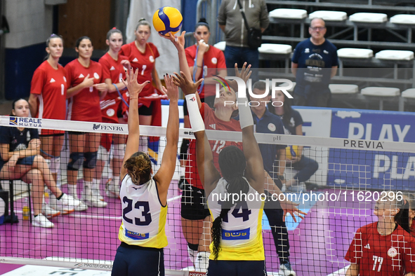 Milica Kubura of Olympiacos Athens is in action during the International Trophy ''Una squadra per un sorriso,'' Final 3rd-4th place match be...