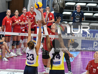 Milica Kubura of Olympiacos Athens is in action during the International Trophy ''Una squadra per un sorriso,'' Final 3rd-4th place match be...