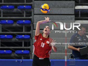 #10 Melina Emmanoulidou of Olympiacos Athens in action during the International Trophy ''Una squadra per un sorriso,'' Final 3rd-4th place m...