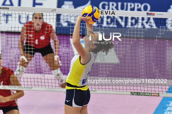 Carlotta Cambi of Pinerolo is in action during the International Trophy ''Una squadra per un sorriso,'' Final 3rd-4th place match between Wa...