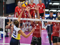 Elena Perinelli of Pinerolo is in action during the International Trophy ''Una squadra per un sorriso,'' Final 3rd-4th place match between W...