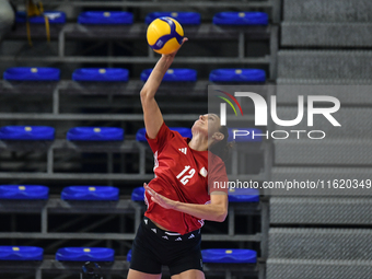 Milica Kubura of Olympiacos Athens is in action during the International Trophy ''Una squadra per un sorriso,'' Final 3rd-4th place match be...