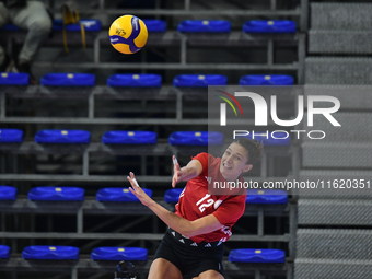 Milica Kubura of Olympiacos Athens is in action during the International Trophy ''Una squadra per un sorriso,'' Final 3rd-4th place match be...