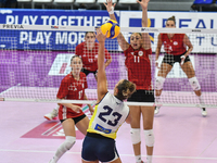 Elena Perinelli of Pinerolo is in action during the International Trophy ''Una squadra per un sorriso,'' Final 3rd-4th place match between W...