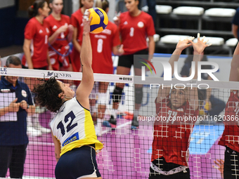 #12 Martina Bracchi of Pinerolo is in action during the International Trophy ''Una squadra per un sorriso,'' Final 3rd-4th place match betwe...