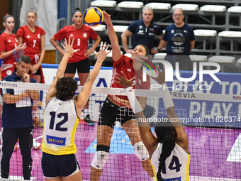 Milica Kubura of Olympiacos Athens is in action during the International Trophy ''Una squadra per un sorriso,'' Final 3rd-4th place match be...