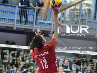 Milica Kubura of Olympiacos Athens is in action during the International Trophy ''Una squadra per un sorriso,'' Final 3rd-4th place match be...